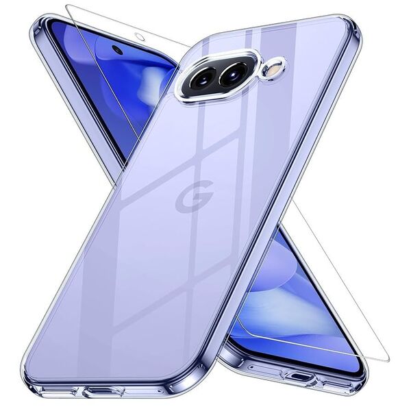 Google Pixel 9a ケース クリア 黄変防止 グーグルピクセル9a 専用 耐衝撃 ガラスフイルム保護付き