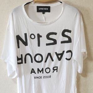5PREVIEW ファイブプレビュー Tシャツ レディースカットソー ホワイト袖、バックスタイルシフォン!