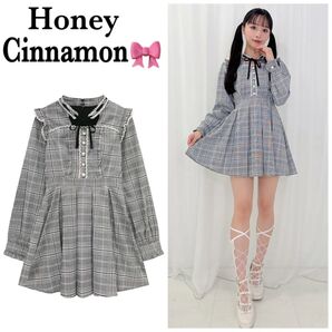 【極美品】Honey Cinnamon デコルテ開きプリーツワンピース チェック