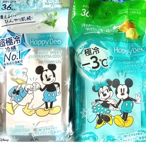 ★マンダム・限定ディズニーハッピーデオボディペーパー2種・うるさら優しい香り♪かわいいデオドラント汗拭きシート.まとめ売り