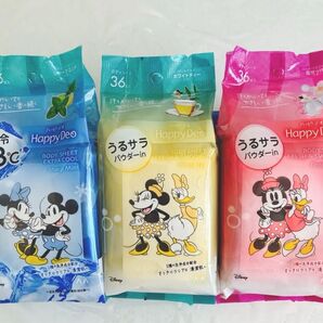★GATSBY・限定ディズニーハッピーデオボディペーパー3種・うるさら優しい香り♪かわいいデオドラント汗拭きシート.まとめ売り