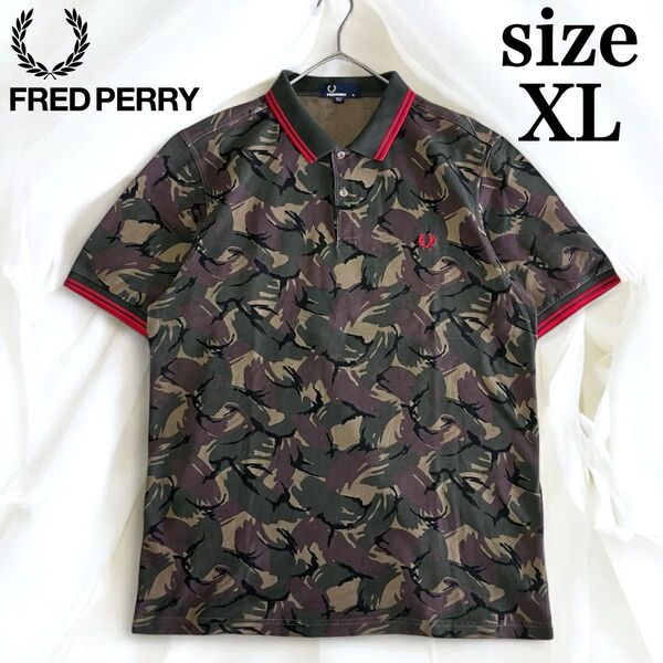 超人気商品 迷彩柄 FRED PERRY フレッドペリー ポロシャツ 総柄 半袖 ロゴ刺繍 春夏 鹿の子