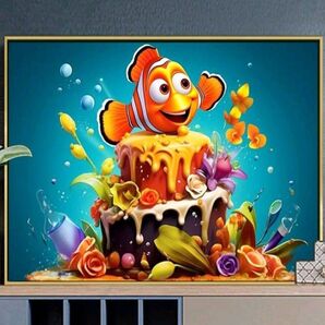 【No.187】ダイヤモンドアート☆スターターキット☆カクレクマノミ×ケーキ☆飾れるインテリア趣味DIY3