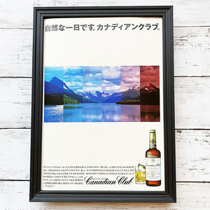 額装品◆Canadian Club カナディアンクラブ ウイスキー /1987年/昭和ポスター風広告/A4サイズ額入り/アートフレーム　YP19-1