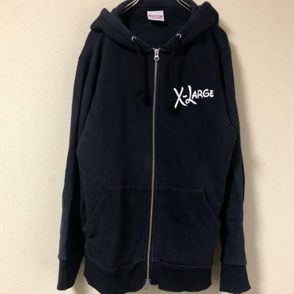 古着 XLARGE ディズニー コラボ ミッキー プリント パーカー 黒