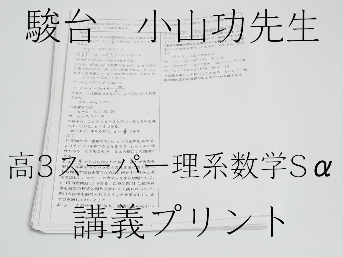 駿台 三森司先生 高3スーパー理系数学Sα 講義プリント集 www.lram-fgr.ma