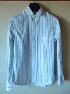 美品☆INDIVIDUALIZED SHIRTS｜インディビジュアライズドシャツ☆長袖シャツ SLIM FIT 30 14 1/2 白ボーダーアメリカ製