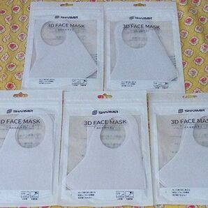 SHARMIR ホワイト色洗って繰り返し使える耳が痛くならない3Dフェイスマスク5枚セット 未使用