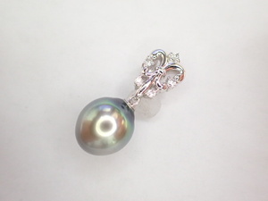  прекрасный товар tasaki Tasaki Shinju Pt900 жемчуг примерно (12.3×11.0)mm diamond итого 0.08ct подвеска с цепью 