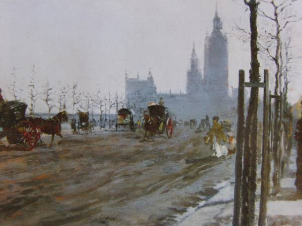 Giuseppe De Nittis, THE VICTORIA EMBANKMENT, LONDON, Overseas edition, extremely rare, raisonné, New frame included, postage included, In good condition, y321, Painting, Oil painting, Nature, Landscape painting