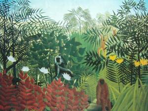 Rousseau、Tropical Forest with Monkeys、希少画集画、新品額付 送料無料、gao