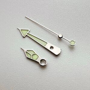 NH35 NH36 ムーブメント 等用 針 セット GSスポーツ センター埋め 社外 部品 セイコー パーツ シルバー 緑 緑夜光