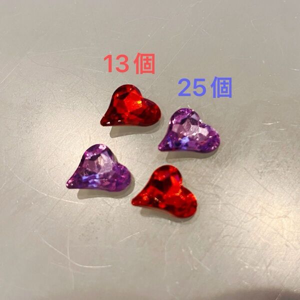 多角 ハート ブイカット レッド パープル クリア ネイルパーツ