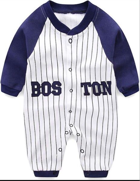 【新品未使用】 ロンパース 男の子 長袖 ベビー服 ネイビー 前開き 赤ちゃん カバーオール 70cm 秋 冬