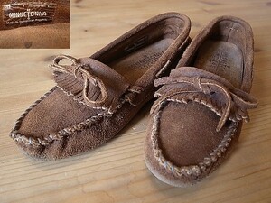  Minnetonka MINNETONKA кожа обувь мокасины обувь для вождения Loafer туфли без застежки чай 7 женский примерно 24.