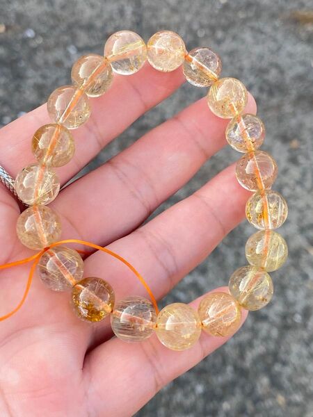 特価 天然高透明度 ゴールドルチルクォーツブレスレット 針多め 共生あり 男女兼用