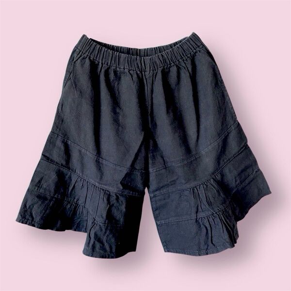 NATURAL SENSE キュロットパンツ フレアショートパンツ ハーフパンツ 黒