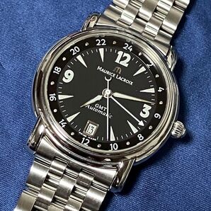 モーリスラクロア ポントス GMT 自動巻き シースルーバック メンズ 腕時計 ブラック