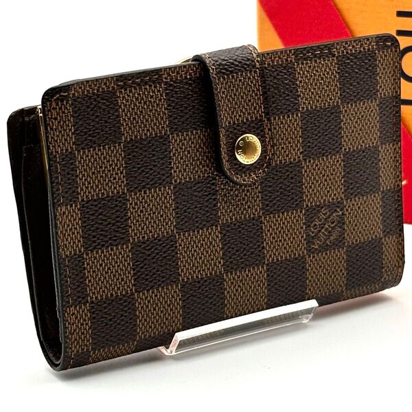 【極美品/新型】ルイヴィトン ダミエ ポルトフォイユ ヴィエノワ がま口 二つ折り財布 LOUIS VUITTON レディース