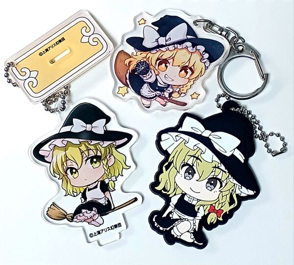 東方Project 霧雨魔理沙 アクリルキーホルダー ラバーストラップ 3個セット