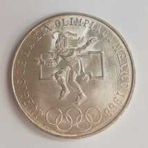 【外国硬貨】Mexico/メキシコ 銀貨　1968年メキシコ　オリンピック　記念硬貨　管理1186 S_画像1