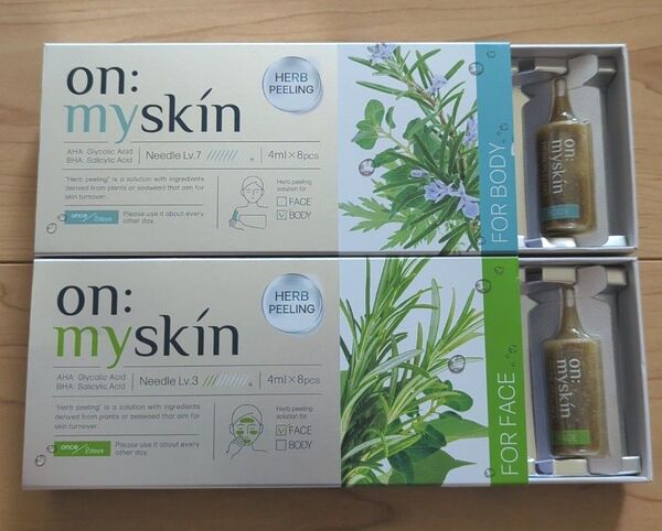 未開封 オンマイスキン on:myskin 顔用 体用 ハーブピーリング マイクロニードル フェイス パック 4ml 2包 ヨミテ