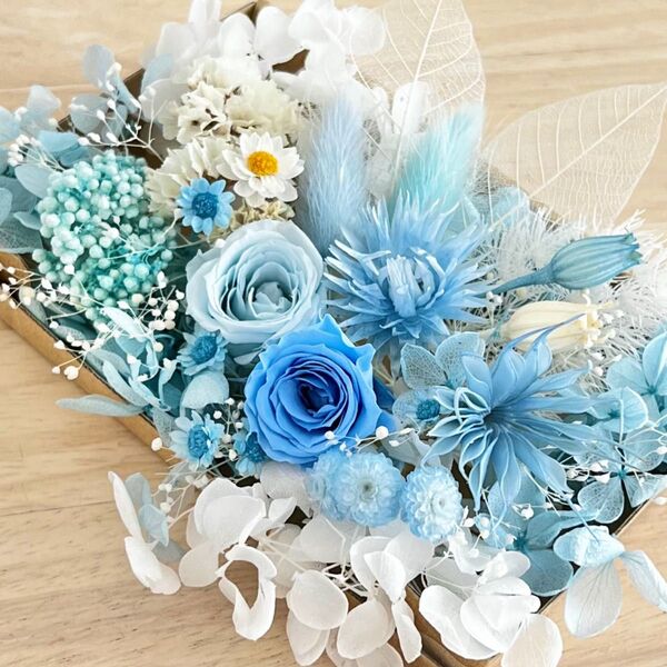 花材セット アジュールブルー 花材詰め合わせ プリザーブドフラワー ハーバリウム花材 アジサイ 花材セット かすみ草 ローズ