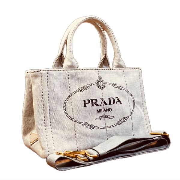 プラダ PRADA CANAPA カナパ トートバッグ バッグ キャンバス レディース ホワイト ショルダーバッグ ハンドバッグ