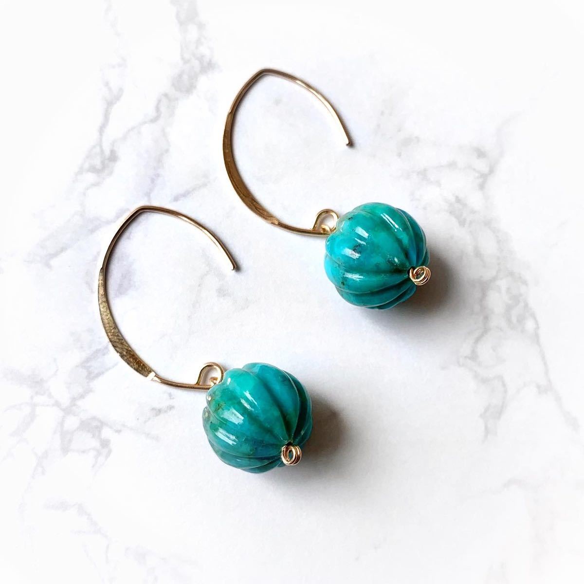 [Prix réduit] Boucles d'oreilles turquoise naturelle, Pierre naturelle, k14gf, Fait main, Accessoires (pour femmes), Des boucles d'oreilles, Des boucles d'oreilles