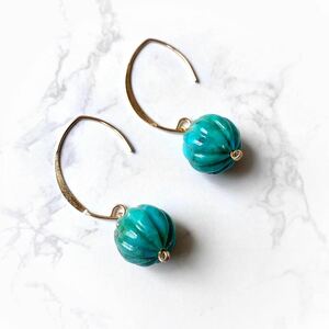 [ price cut ] natural turquoise. earrings natural stone k14gf