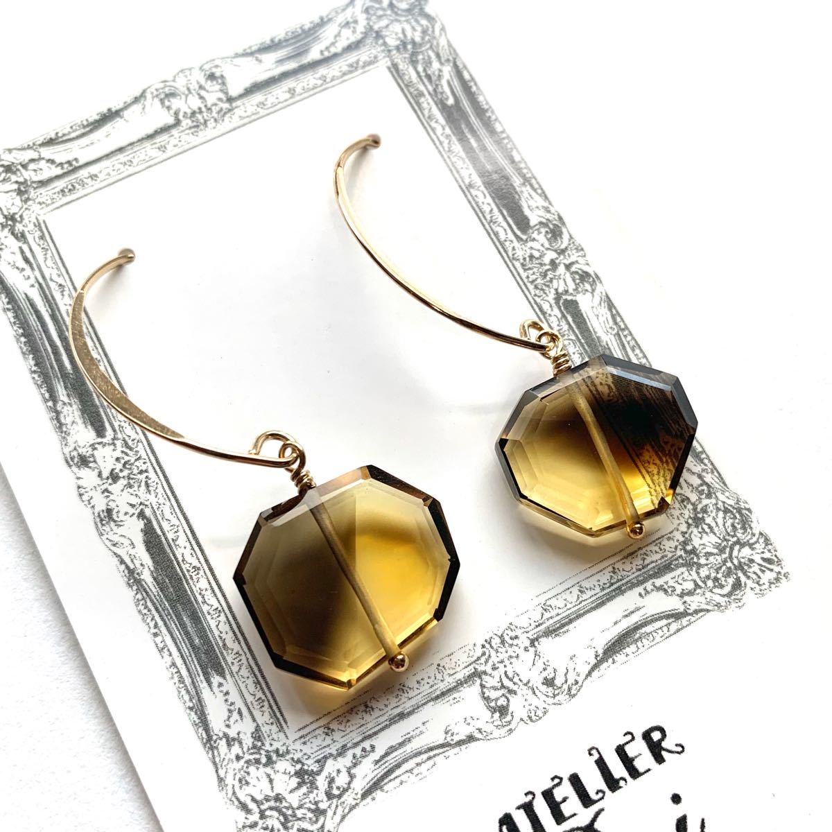 [VENTE] Boucles d'oreilles citrine x quartz fumé de qualité pierre précieuse AAA, grand B, Pierre naturelle, Fait main, Accessoires (pour femmes), Des boucles d'oreilles, Des boucles d'oreilles