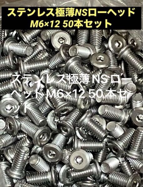 ステンレスボルト極薄NSローヘッドM6×12 50本セット