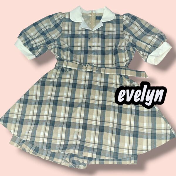 evelyn チェック柄セットアップ ショートパンツ ワンピース エブリン ロンパース タータンチェック