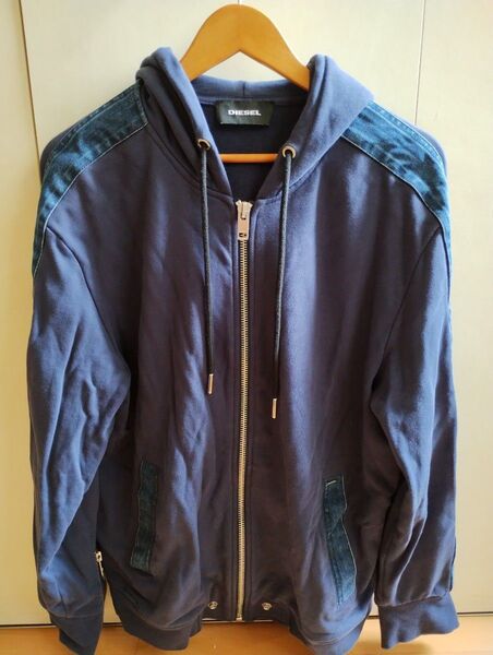 DIESEL ジップアップパーカー ネイビー M