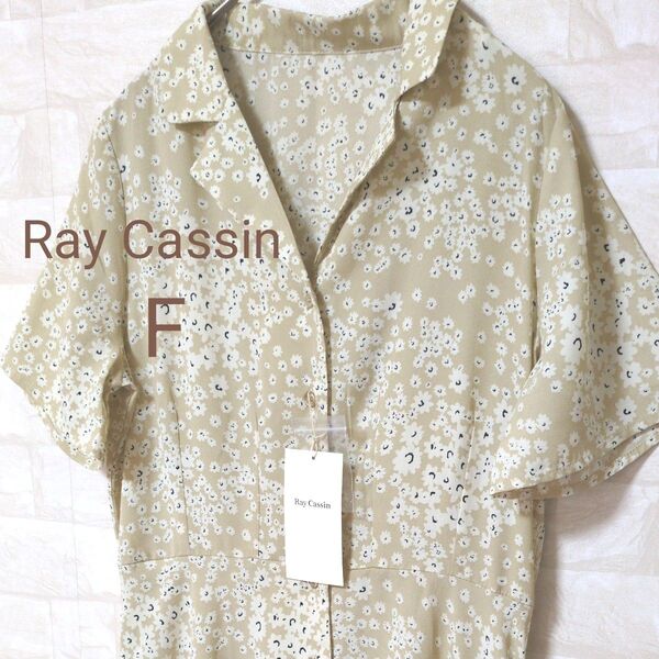 【未使用タグ付き】Ray Cassin レイカズン 半袖開襟花柄 ワンピース タグ付き 上品 清楚