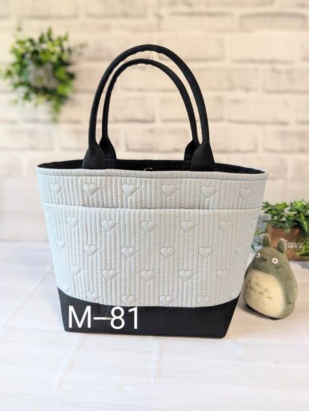 ハートステッチヌビと8号帆布のハンドメイド2WAYトートバッグ(M)