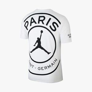 * новый товар S NIKE AIR JORDAN×PSG WHITE Logo футболка Nike Париж Saint-German Jordan PARIS SAINT GERMAIN LOGO T-SHIRT BCFC