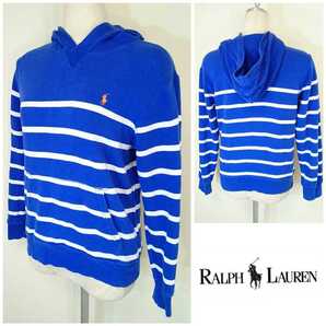 M【POLO RALPH LAUREN/ポロ ラルフローレン】LADIES/レディース 女性用 トップス 長袖 ロング ボーダー パーカー ブルー×ホワイト