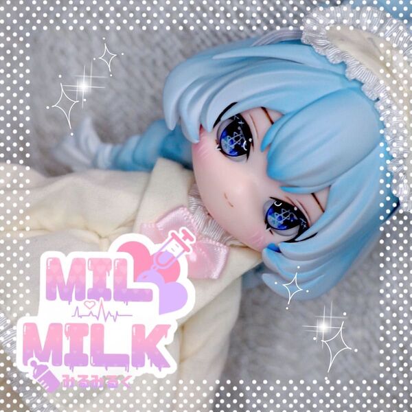【MIL_MILK】月飛び時間 ブラインドドール カスタムフェイス+カボションアイ【カスタムヘッド】