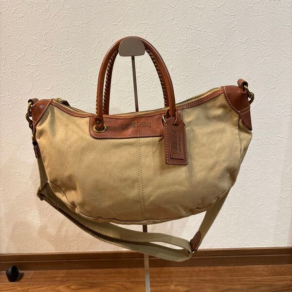 【美品russet ラシット 帆布キャンパス×レザー 2way ショルダーバッグ