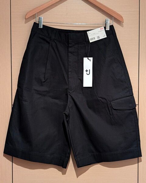 +J ワイドフィットカーゴハーフパンツ ブラック UNIQLO ユニクロ ジルサンダー 短パン