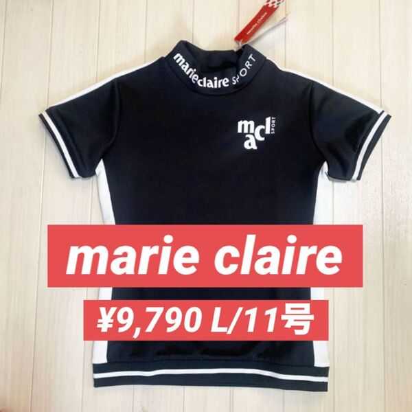 新品■9,790円【マリクレール 】レディース 半袖タートルネック L/11号 ブラック ゴルフウェア モックネック