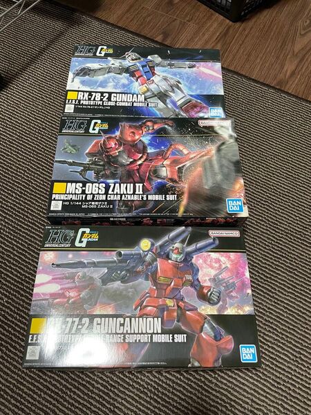 プラモデル ガンプラ バンダイ HGUC ガンダム RX-78-2 シャア専用ザクII ガンキャノン 未組立 3点セット