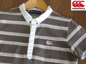  prompt decision * canterbury * Polo / Rugger shirt M beige brown group beautiful goods! lady's short sleeves *