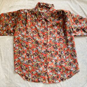 【最終値下げ】レディース 花柄ブラウス シャツ テラコッタ色 ヴィンテージ 古着 バブル 下北沢