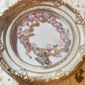 【相場以下!】天然石とシルバーチャームのブレスレット