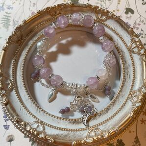 相場より安い!!天然石ブレスレット パープル シルバーチャーム