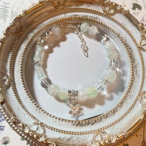 【相場以下!!】天然石ブレスレット パワーストーン 花チャーム マルチカラー