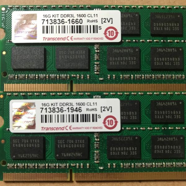 Transcend DDR3L 1600MHzノート用メモリ 8Gx2