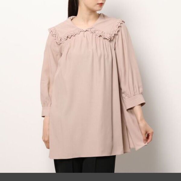 長袖 チュニック ワンピース Rose Tiara ブラウス ローズティアラ ピンク セーラーカラー 42 大きいサイズ 21SS